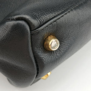 Pre-owned VERSACE Vintage Medusa Medallion Black Leather shoulderbag | stylenewstar