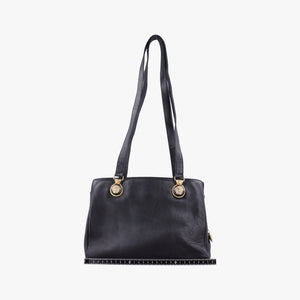 Pre-owned VERSACE Vintage Medusa Medallion Black Leather shoulderbag | stylenewstar