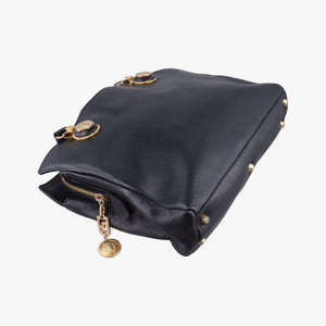 Pre-owned VERSACE Vintage Medusa Medallion Black Leather shoulderbag | stylenewstar