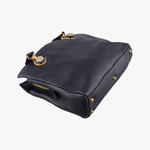 Pre-owned VERSACE Vintage Medusa Medallion Black Leather shoulderbag | stylenewstar
