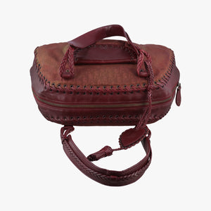 Secondhand Christian Dior Ethnic Braided Tote burgundy×Multicolour canvas×leather handbag | stylenewstar