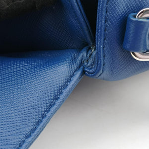 Pre-owned Prada Sound Lock Blue SAFFIANO Leather shoulderbag | stylenewstar