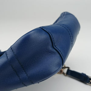 Pre-owned Prada Sound Lock Blue SAFFIANO Leather shoulderbag | stylenewstar