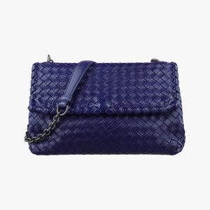 Pre-owned Bottega Veneta Intrecciato Olimpia Navy lambskin shoulderbag | stylenewstar