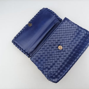 Pre-owned Bottega Veneta Intrecciato Olimpia Navy lambskin shoulderbag | stylenewstar