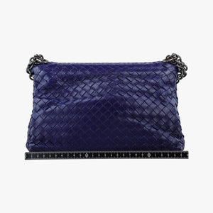 Pre-owned Bottega Veneta Intrecciato Olimpia Navy lambskin shoulderbag | stylenewstar