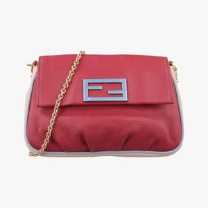 Pre-owned Fendi Fendista Pochette Red Leather 8M0276 shoulderbag | stylenewstar