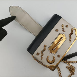 Pre-owned Prada Astrology Cahier White×Black Saffiano leather×Leather shoulderbag | stylenewstar