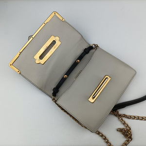 Pre-owned Prada Astrology Cahier White×Black Saffiano leather×Leather shoulderbag | stylenewstar