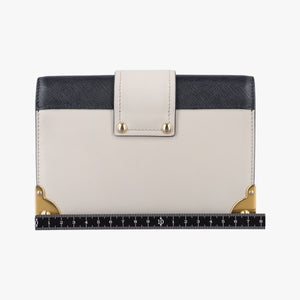 Pre-owned Prada Astrology Cahier White×Black Saffiano leather×Leather shoulderbag | stylenewstar