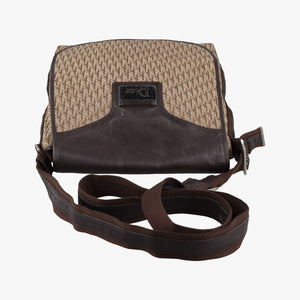 Pre-owned Christian Dior Street Chic Messenger Brown ×Beige Jacquard Canvas×Leather shoulderbag | stylenewstar