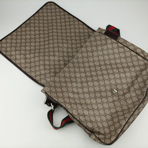 Pre-owned Gucci GG Supreme DiaperBag Brown PVC coated canvas 189748 shoulderbag | stylenewstar