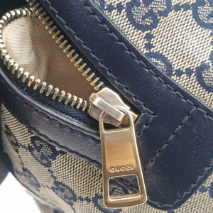 Pre-owned Gucci Sherry Line navy×red×beige Leather×canvas 269876 shoulderbag | stylenewstar