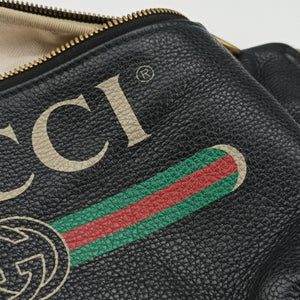 Vintage Gucci Print Black Leather 530412 bum bag/waist bag | stylenewstar