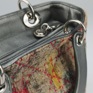 Vintage Christian Dior Lady Dior Multicolor Tweed Wool × Metallic Leather shoulderbag | stylenewstar