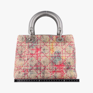 Vintage Christian Dior Lady Dior Multicolor Tweed Wool × Metallic Leather shoulderbag | stylenewstar