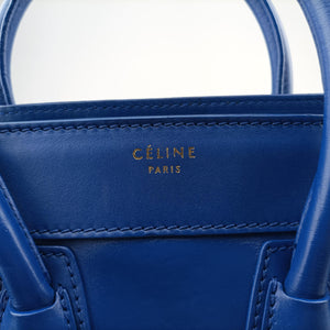Vintage Celine Luggage Mini Shopper Blue Leather handbag | stylenewstar