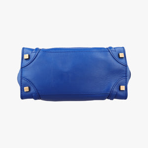 Vintage Celine Luggage Mini Shopper Blue Leather handbag | stylenewstar