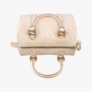 Secondhand Fendi Zucchino boston Beige PVC coated canvas 8BL068 handbag | stylenewstar