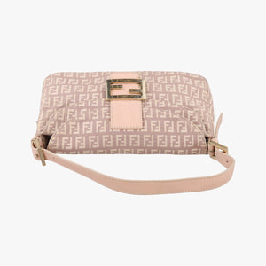Pre-owned Fendi Zucchino Baguette Pink canvas 8BR003 handbag | stylenewstar