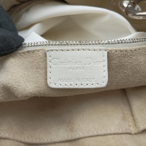 Pre-owned Christian Dior Soft Lady Dior Canage INTRECCIATO Tote White lambskin handbag | stylenewstar