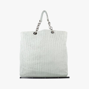 Pre-owned Christian Dior Soft Lady Dior Canage INTRECCIATO Tote White lambskin handbag | stylenewstar