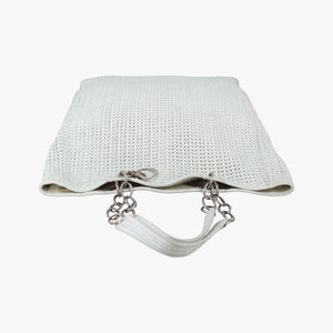 Pre-owned Christian Dior Soft Lady Dior Canage INTRECCIATO Tote White lambskin handbag | stylenewstar