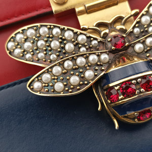 Pre-owned Gucci Queen Margaret White×Red×Blue×Pink Leather 476541 shoulderbag | stylenewstar
