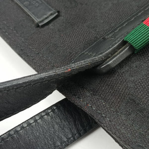 Pre-owned Gucci GG Canvas Web Sherry Line Tote Black Leather×Canvas 308928 handbag | stylenewstar