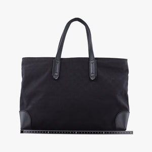 Pre-owned Gucci GG Canvas Web Sherry Line Tote Black Leather×Canvas 308928 handbag | stylenewstar