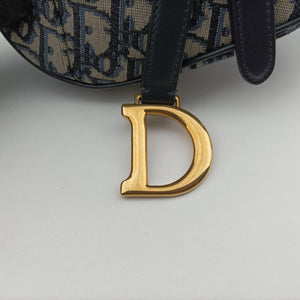 Pre-owned Christian Dior Saddle Navy×grey Jacquard handbag | stylenewstar