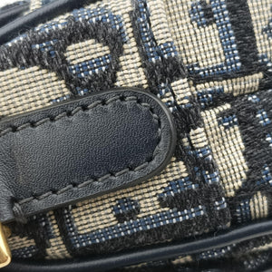 Pre-owned Christian Dior Saddle Navy×grey Jacquard handbag | stylenewstar