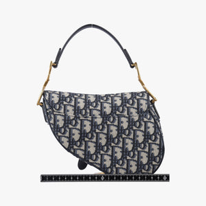 Pre-owned Christian Dior Saddle Navy×grey Jacquard handbag | stylenewstar
