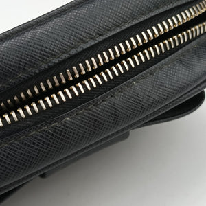 Pre-owned Prada Ribbon Mini Pochette Black SAFFIANO Leather 1NF674 shoulderbag | stylenewstar