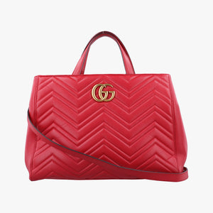 Secondhand Gucci GG Marmont Red Leather 443505 shoulderbag | stylenewstar
