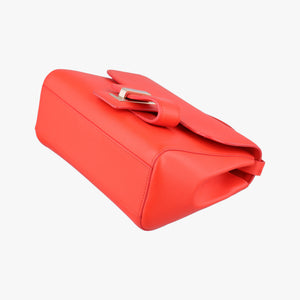 Pre-owned Delvaux Simplissime City PM Orange red leather shoulderbag | stylenewstar