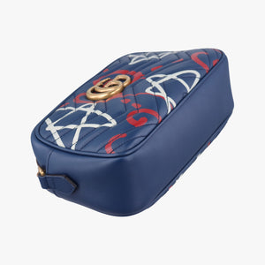 Vintage Gucci GG Marmont Navy×Multicolour Leather 447632 shoulderbag | stylenewstar