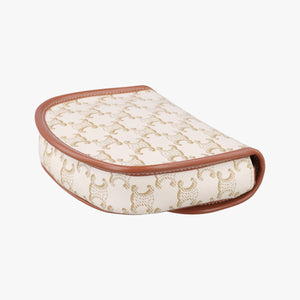 Pre-owned Celine Triomphe Mini Besace White×brown PVC coated canvas shoulderbag | stylenewstar