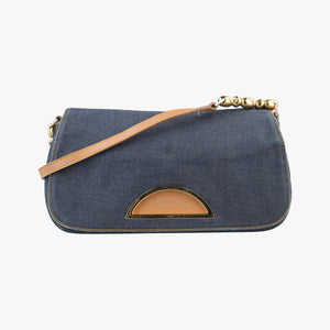 Pre-owned Christian Dior Marispearl Navy denim shoulderbag | stylenewstar