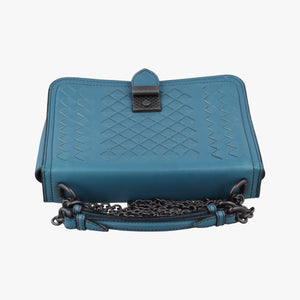 Pre-owned Bottega Veneta Intrecciato Runaway Blue lambskin shoulderbag | stylenewstar