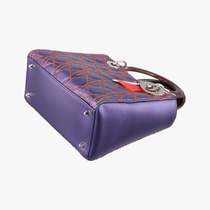 Pre-owned Christian Dior Lady Dior Purple×Orange×Brown Lambskin shoulderbag | stylenewstar