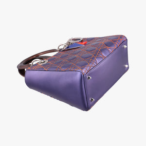 Pre-owned Christian Dior Lady Dior Purple×Orange×Brown Lambskin shoulderbag | stylenewstar