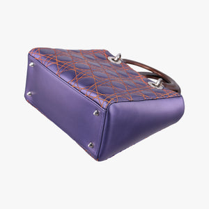 Pre-owned Christian Dior Lady Dior Purple×Orange×Brown Lambskin shoulderbag | stylenewstar