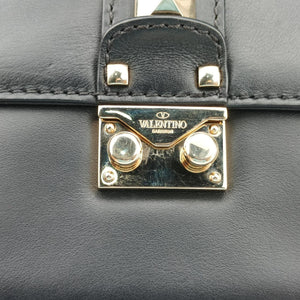 Pre-owned Valentino Rockstud Glam Lock Black Leather shoulderbag | stylenewstar