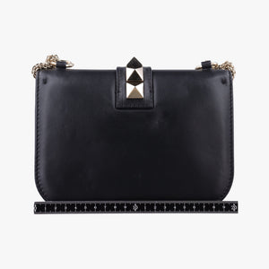 Pre-owned Valentino Rockstud Glam Lock Black Leather shoulderbag | stylenewstar