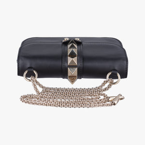 Pre-owned Valentino Rockstud Glam Lock Black Leather shoulderbag | stylenewstar
