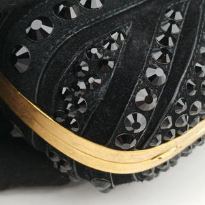 Pre-owned Alexander McQueen Studded Britannia Skull Box Black suede clutchbag | stylenewstar