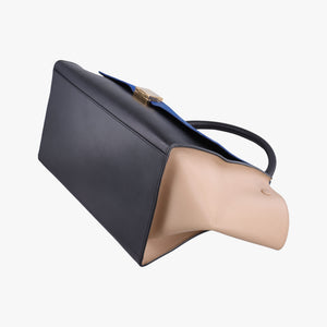 Pre-owned Celine Trapeze Blue ×beige ×Black Suede × leather shoulderbag | stylenewstar