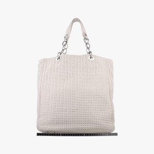 Pre-owned Christian Dior Soft Lady Dior Canage INTRECCIATO Tote White lambskin handbag | stylenewstar
