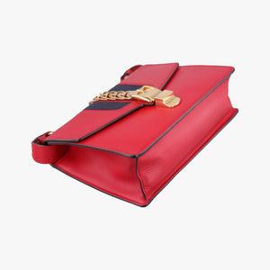 Pre-owned Gucci Sylvie Red×navy Leather 421882 shoulderbag | stylenewstar